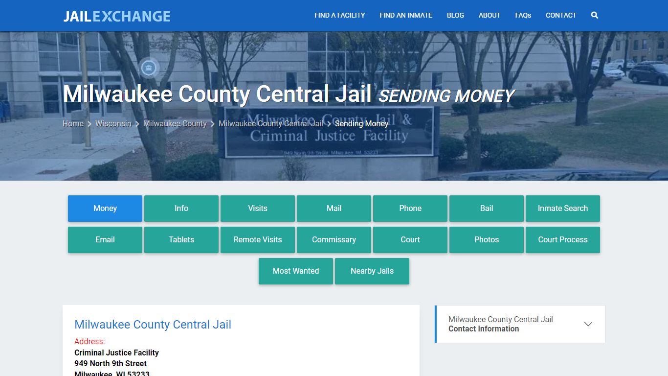 Send Money to Inmate - Milwaukee County Central Jail, WI